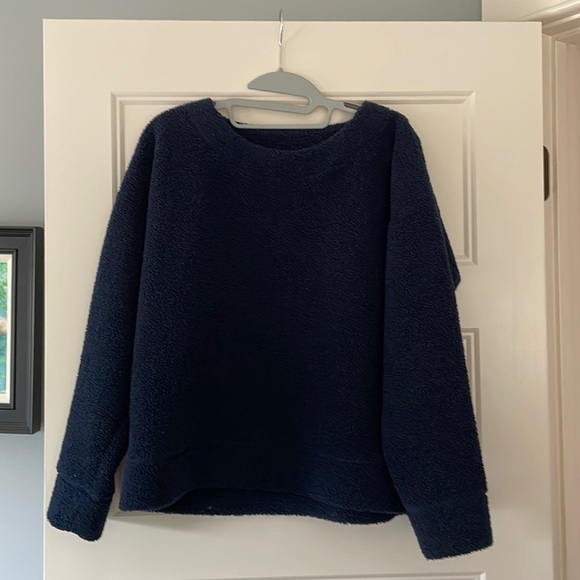 J. Crew Vintage Fleece Teddy Cropped Sweatshirt - NAVY - Picture 4 of 6